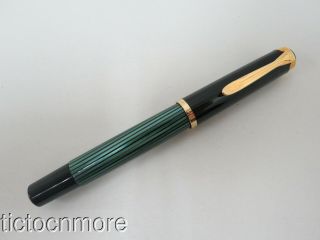 Vintage Pelikan M400 Souveran Green Striated Black Cap Ballpoint/ Rollerball Pen
