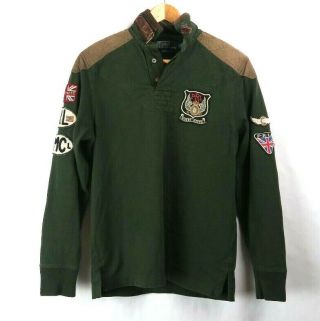 Vtg Polo Ralph Lauren Mens S Motorcycle Club Shirt Rugby Riders Prlc Wing Patch