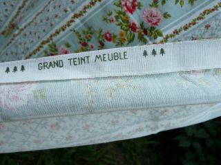 Vintage Pair French Curtain Drape cotton 18th century style READY to hang 7