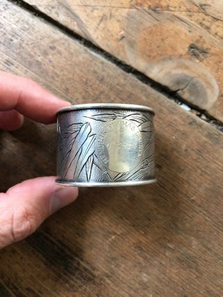 Antique Chinese Export Sterling Silver Marked Napkin Ring