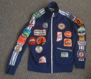 Vintage Jacket With Patches Indiana Cycling Archery Bowling Jogging Sports