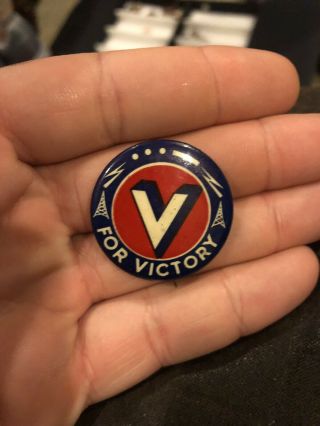 Vintage Wwii V For Victory Pin