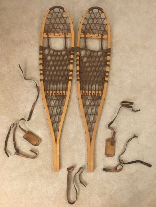 Vintage Ll Bean The Maine Snow - Shoe Wooden Snow Shoes Traditional 46 X 10 Decor