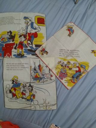 Vintage Disney Pinocchio Handkerchief Child 