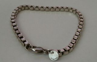 Vintage Tiffany Co Sterling Silver Venetian Box Link Tennis Bracelet 7.  5 "