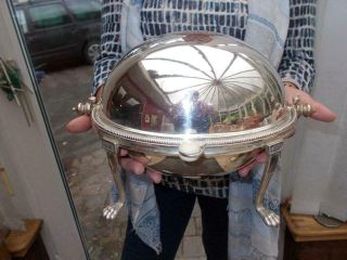 Quality Edwardian Silver Plated Dome Top Bacon Food Warmer No Drainer Dish