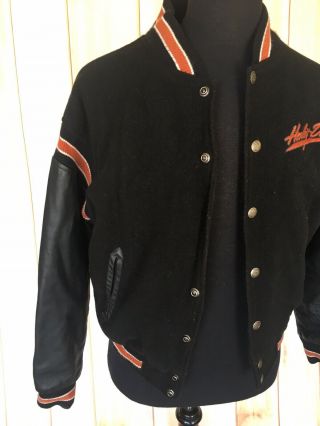 Vtg Harley Davidson USA Letterman Jacket Leather Wool Blend Mens Small FLAW 3