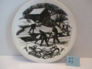Vintage Porcelain " Ice Cutting " Signed Plate By Clare Leighton