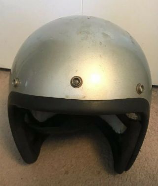 Vintage Bell Magnum Ii Motorcycle Helmet 1975 Size 7 1/4 Silver