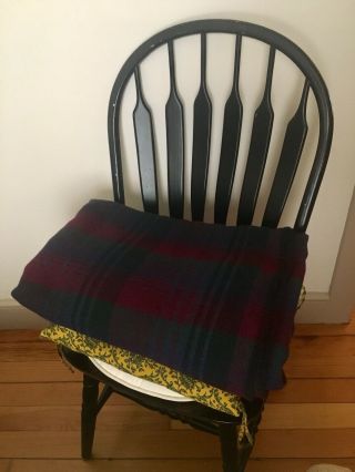 Vintage Fairbo 100 Wool Plaid Camp Blanket Large Made in USA Purple And Blue 2