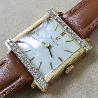 Vintage Ladies Omega 14k Gold.  40 Ct.  Diamond Watch Serviced & Warranteed