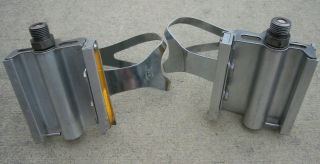 RARE Vintage PHIL WOOD CHP Bearing Platform Pedals with Toe Clips - COOL 3