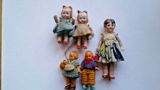 2 Vintage Miniature Dolls House Dolls