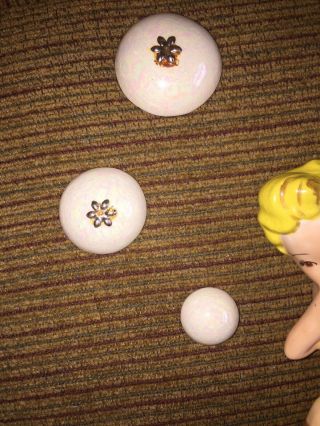 Vintage Ceramic Bedazzled Rhinestone Mermaid Merbaby Wall Plaques With Bubbles 5