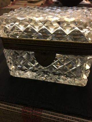 Vintage Cut Crystal Box/casket Dresser Box Hinged