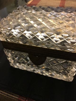 Vintage Cut Crystal Box/casket Dresser Box Hinged 2