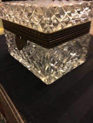 Vintage Cut Crystal Box/casket Dresser Box Hinged 4