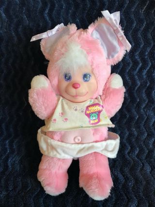 Vtg 1990 Magic Nursery Pets Pink Teddy Bear Plush Rubber Face Doll Toy Mattel