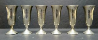 Vintage Set Of 6 Alvin Sterling Silver 116g Cordial Cups Shot Glasses S247