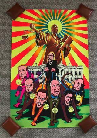Vintage 1973 Watergate Poster Ralph Reese Richard Nixon Psychedelic Black Light
