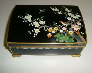 Vintage Japanese Cloisonne Enamel Sankyo Music Box Trinket Box