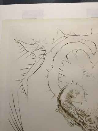 Vintage Salvador Dali TRISTIN AND THE DRAGON Color Etching Pencil Signature 8