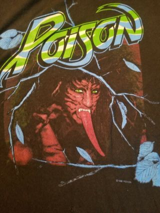 Vintage Poison Open Up And Say Ahh Concert T Shirt 1989 Size L Vintage