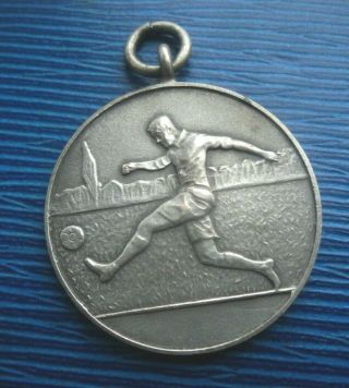 Unusual Silver Football Fob Medal 1947 - HMS Dunkirk 2
