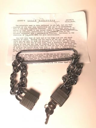 Rare Vintage Abbott Magic Handcuff Chain Escape Magic Trick