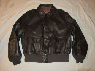 Vintage Cooper A - 2 Brown Leather Bomber Biker Jacket Goatskin Size 46r Usa