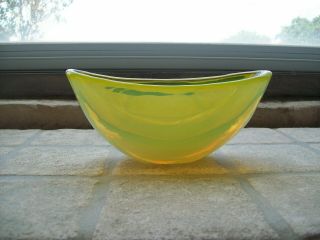 Vintage Mid Century Modern Italian Murano Yellow Art Glass Bowl 7 1/4 