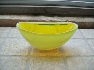 Vintage Mid Century Modern Italian Murano Yellow Art Glass Bowl 7 1/4 