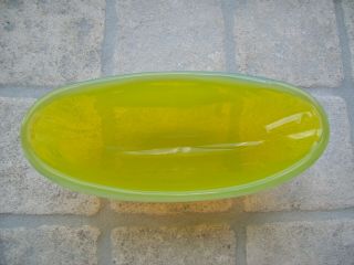 Vintage Mid Century Modern Italian Murano Yellow Art Glass Bowl 7 1/4 