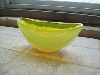 Vintage Mid Century Modern Italian Murano Yellow Art Glass Bowl 7 1/4 