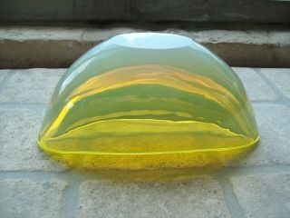 Vintage Mid Century Modern Italian Murano Yellow Art Glass Bowl 7 1/4 