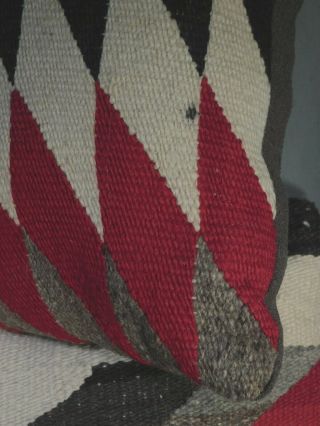 Two Vintage Navajo Rug Pillows Black Gray Red Taupe Geometric Wool 3