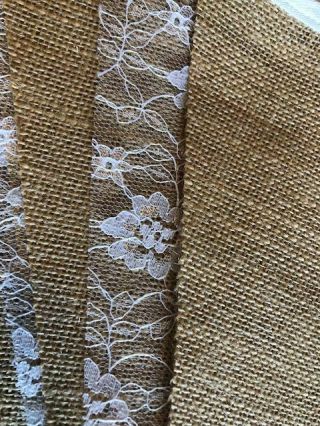 FABRIC HESSIAN WHITE LACE HANDMADE VINTAGE BUNTING.  WEDDINGS,  COUNTRY FLORAL 2