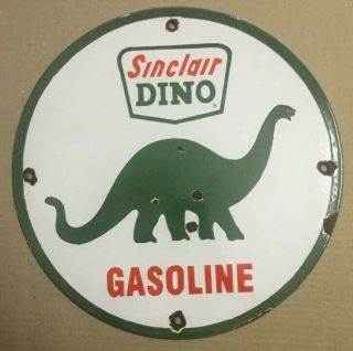 Vintage Sinclair Dino Gasoline Porcelain Enamel Sign 11 3/4 "