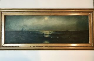 Vintage Oil Painting On Artist Board Signed D.  Solstad.  Boats On Water 1850’s