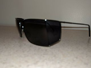 Vtg Gianni Versace Medusa All Black Shield Sunglasses Rare 90s