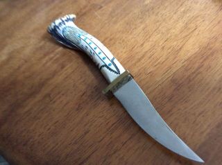 Vintage Antler Stag Bone Horn Handle Rustic Carving Knife