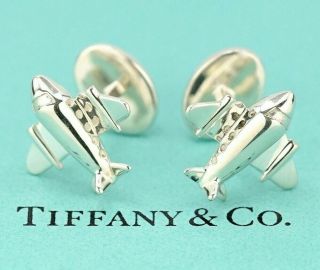 Authentic Rare Tiffany & Co Airplane Jet Plane Cufflinks Cuff Links Silver 925