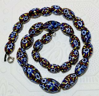 Venetian Millefiori Art Deco Necklace Matched Canes Murano Glass Beads