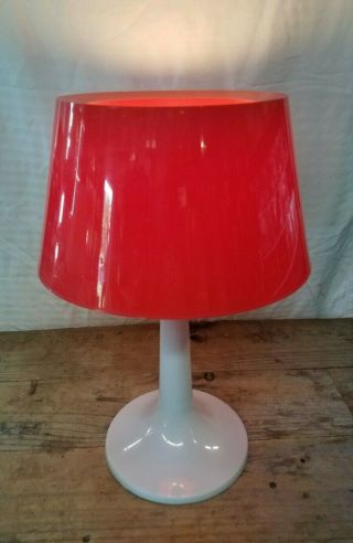 Vintage Gilbert Softlite Red & White Plastic Tulip Lamp Hippie Pop 1970 
