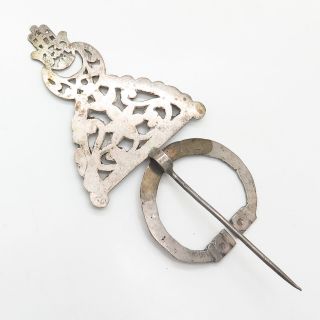 925 Sterling Silver Antique Hand of Fatima Penannular Shawl/Scarf Pin 4