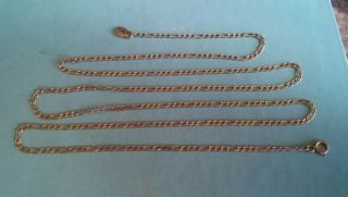 10k Y.  Gold Necklace 24.  0 " Solid Figaro Chain Vintage 2.  35grms Very Strong ( (393))