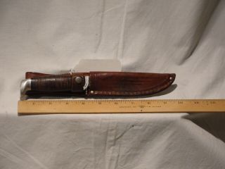 Vintage Case Xx 515 - 4 3/4 Knife With Sheath Made In Usa Stacked Handle