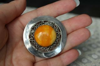 11gr Butterscotch Egg Yolk Natural Amber Pendant Brooch