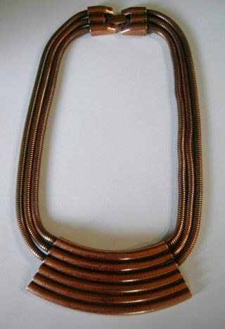 Ysl Yves Saint Laurent Signed Couture Runway Copper Necklace Vintage 1970 - 80 