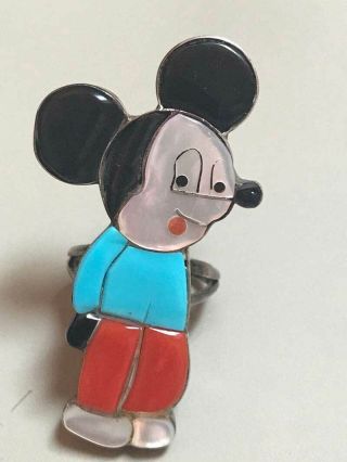 Vintage Disney Mickey Mouse Zuni Turquoise Ring 60s/70s 5/12